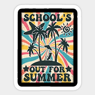 school's out for summer teacher last day of school groovy,school's out for summer teacher happy summer Sticker